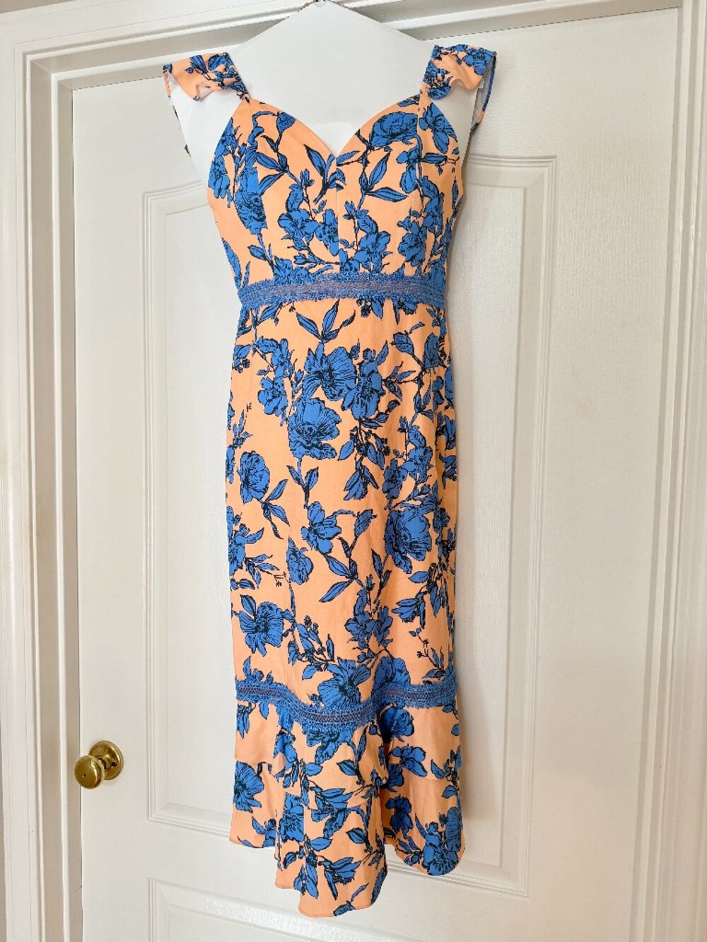 NEW Alice + Olivia Jade Ruffle-Strap Floral Midi Dress Size 2 NWT